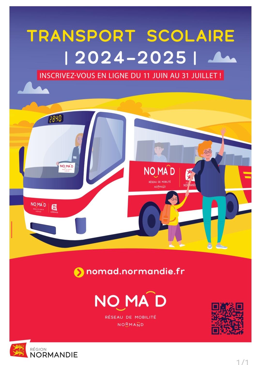 Affiche inscription transport scolaire 2024 2025