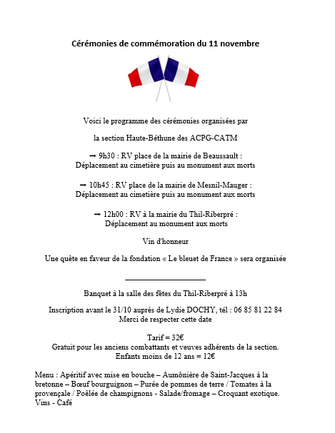 Programme 11 novembre